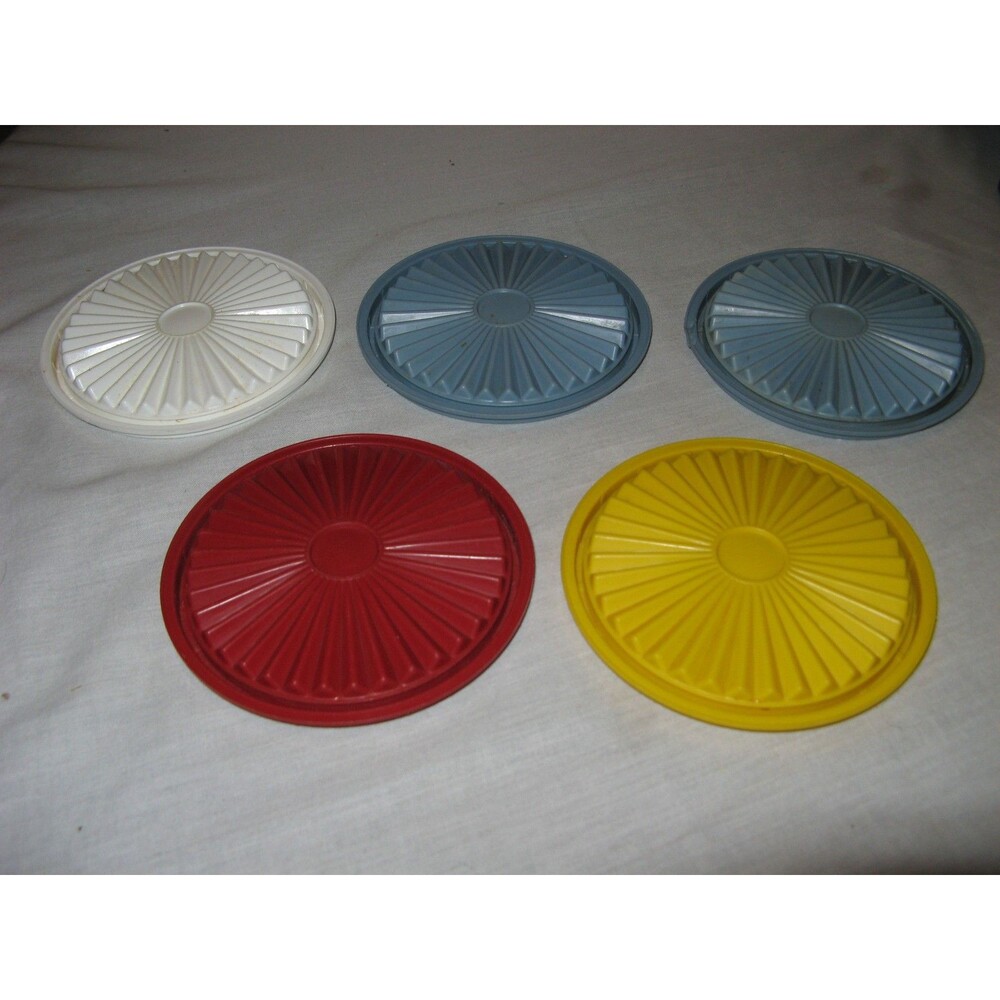 Tupperware Assorted Color Lids - Red, Yellow, Blue, White - Picture 2 of 2